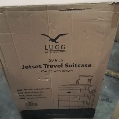 BOXED LUGG 28INCH JETSET TRAVEL SUITCASE CREAM AND BROWN