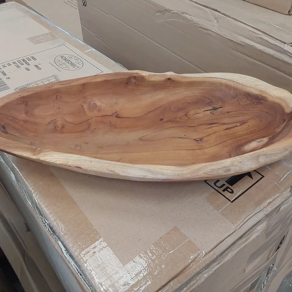 HOMESDIRECT365 TEAK ROOT LARGE RUSTIC LONG BOWL