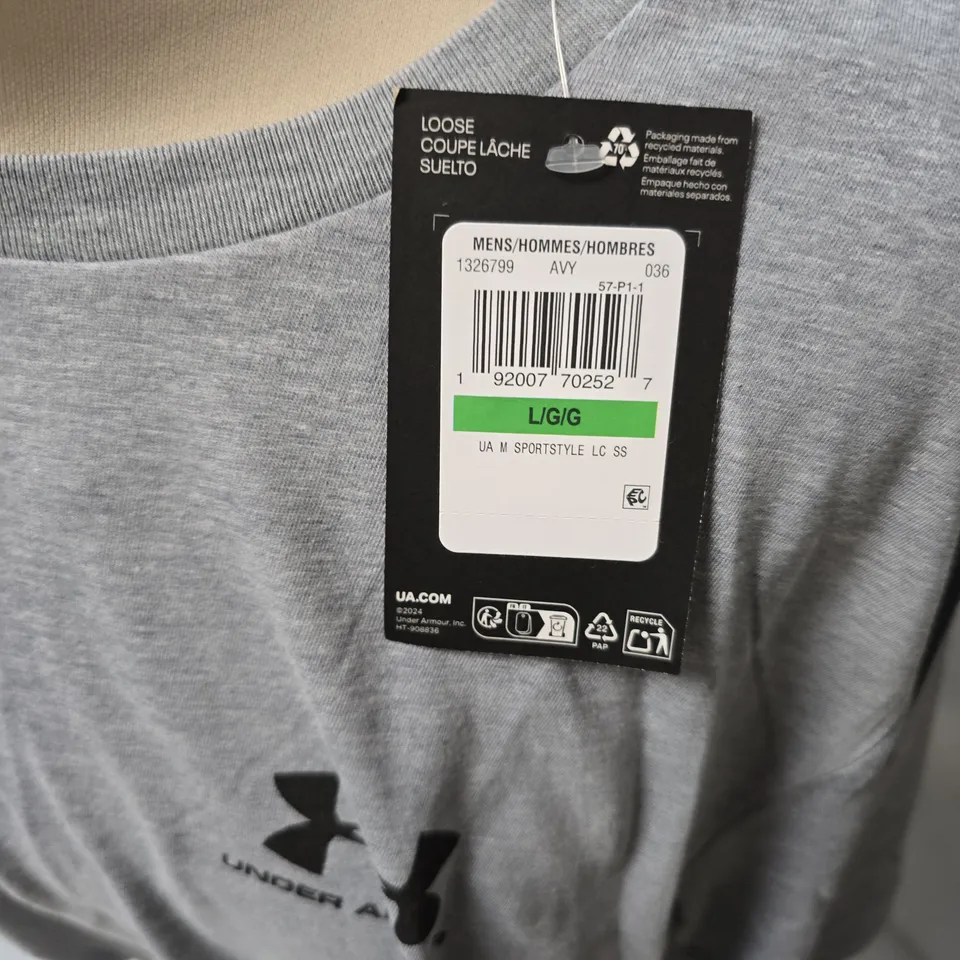 UNDER ARMOUR MEN'S GREY T-SHIRT – SIZE L