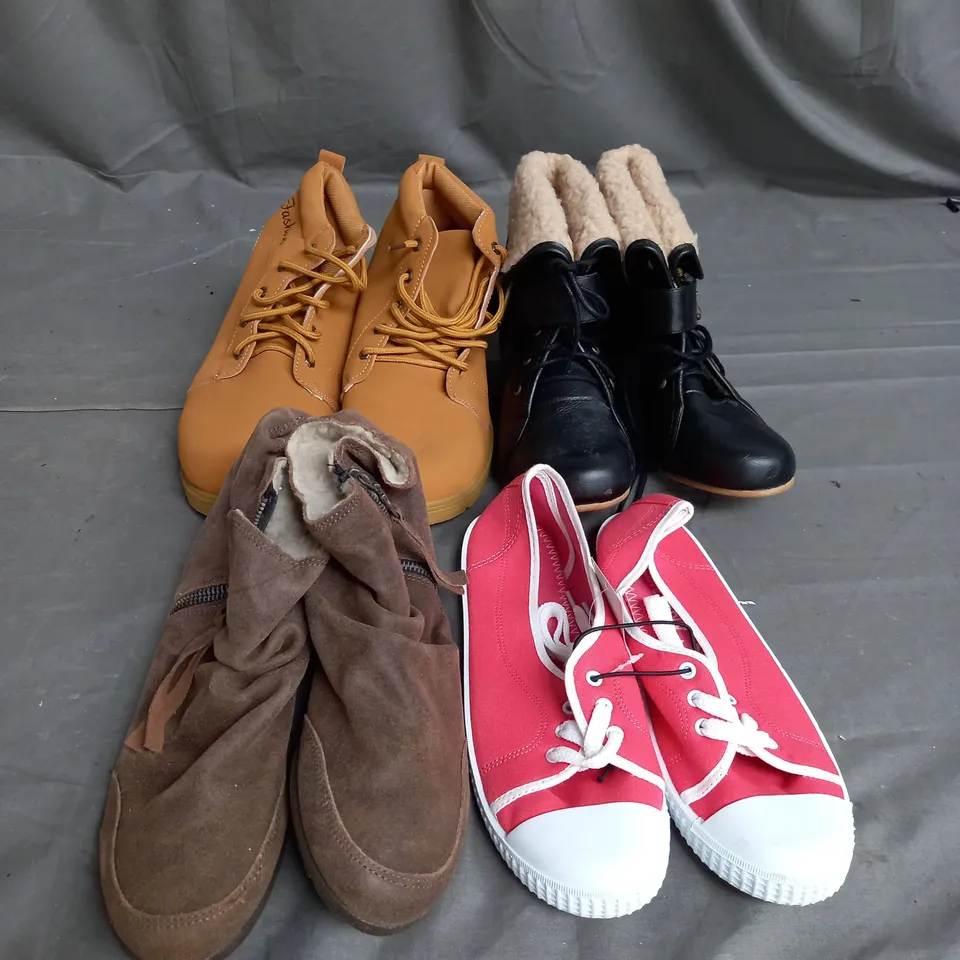 BOX OF APPROX 10 PAIRS OF ASSORTED WOMENS SHOES IN VATIOUS COLOURS, STYLES AND SIZES