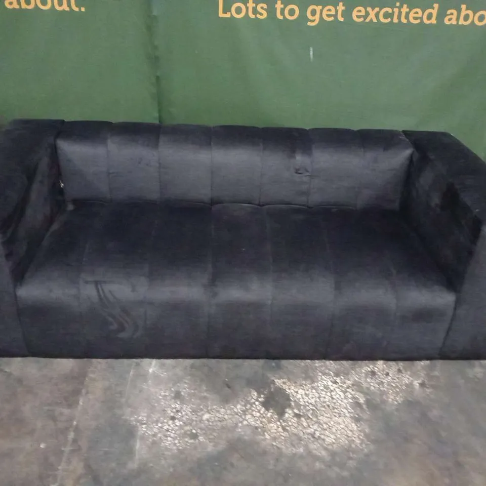 DESIGNER BLACK FABRIC THREE SEATER SOFA