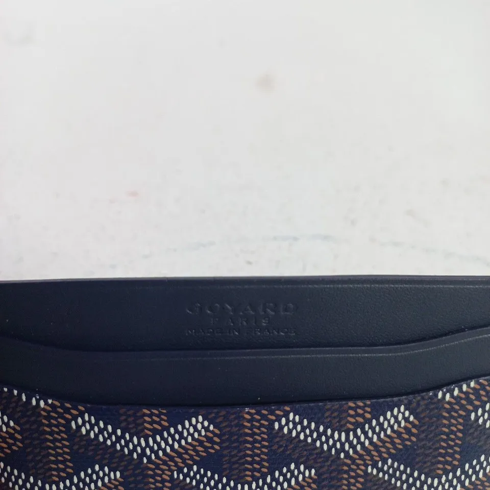 GOYARD CARDHOLDER WALLET – NAVY CHEVRON PATTERN, PARIS EMBOSSED