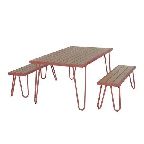 BOXED PAULETTE TABLE AND BENCH SET - RED (1 BOX)