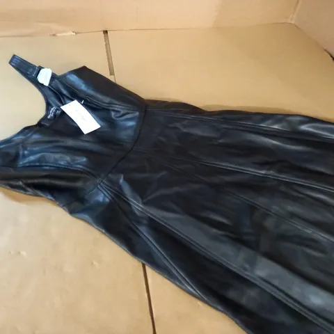 MISS SELFRIDGES FAUX LEATHER BUCKLE DETAIL FIT AND FLARE DRESS - UK 12