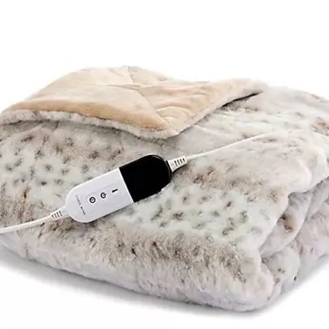  COZEE HOME PRINT FAUX FUR AND VELVETSOFT THROW WITH 9 HEAT SETTINGS ANIMAL