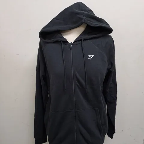 GYMSHARK TRAINING ZIP HOODIE BLACK - SMALL 