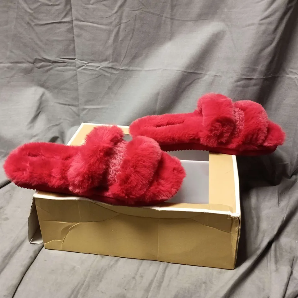 Michael Kors Women's Red Faux Fur Slides - US SIZE 9 – Boxed
