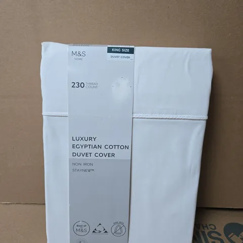 M&S HOME LUXURY EGYPTIAN COTTON DUVET COVER – KING SIZE, 230 THREAD COUNT, NON-IRON STAYNEW