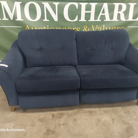 QUALITY BRITISH DESIGNER G PLAN HATTON POWER RECLINING PILLOW BACK THREE SEATER SOFA PLUSH INDIGO FABRIC