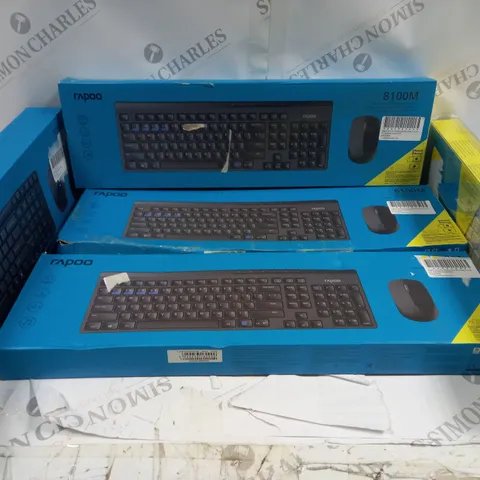 5 RAPOO KEYBOARD AND MOUSE COMBOS TO INCLUDE 8100M, X1800S, 9300M