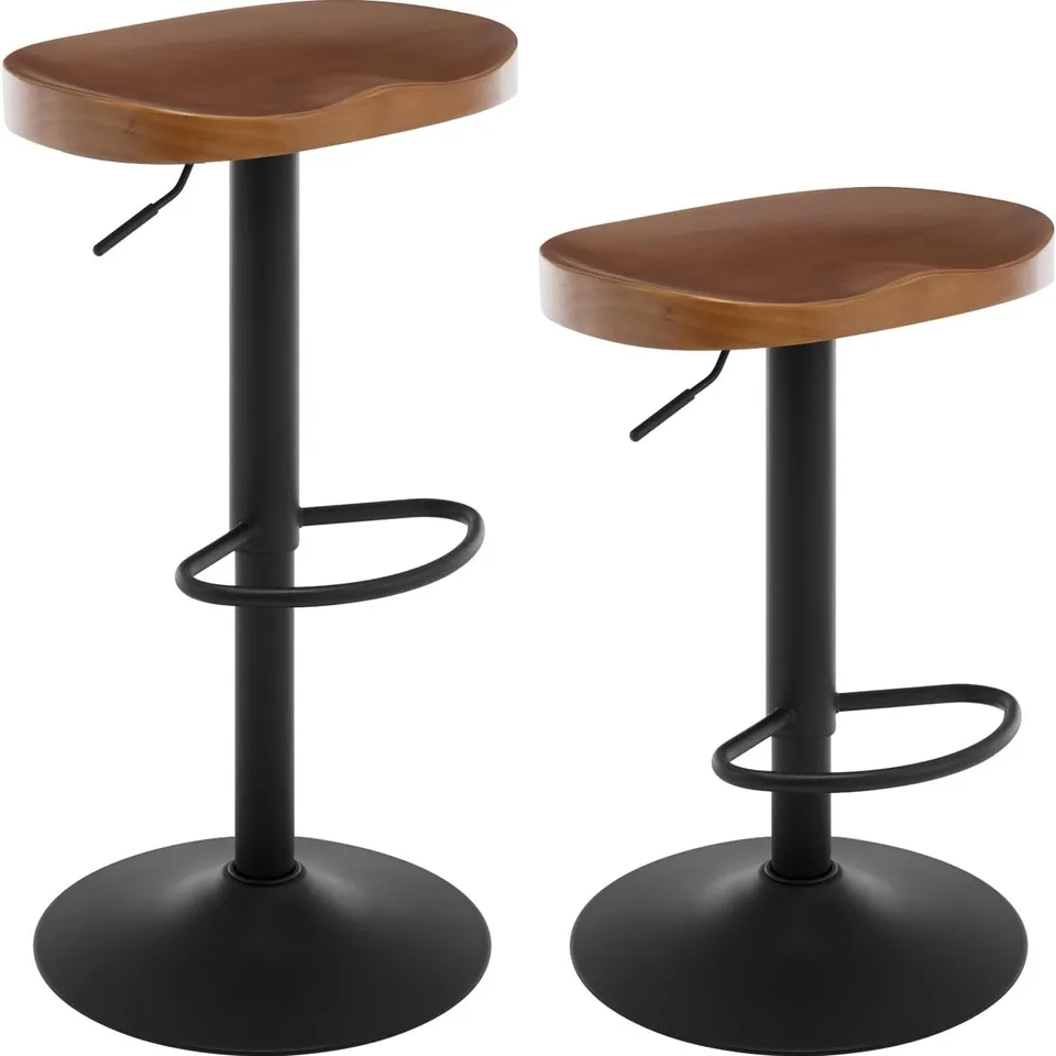 BOXED WOLTU BAR STOOLS SET OF 2, SWIVEL BREAKFAST BARSTOOLS WITH SOLID WOOD SEAT, HEIGHT ADJUSTABLE, FOOTREST, BROWN
