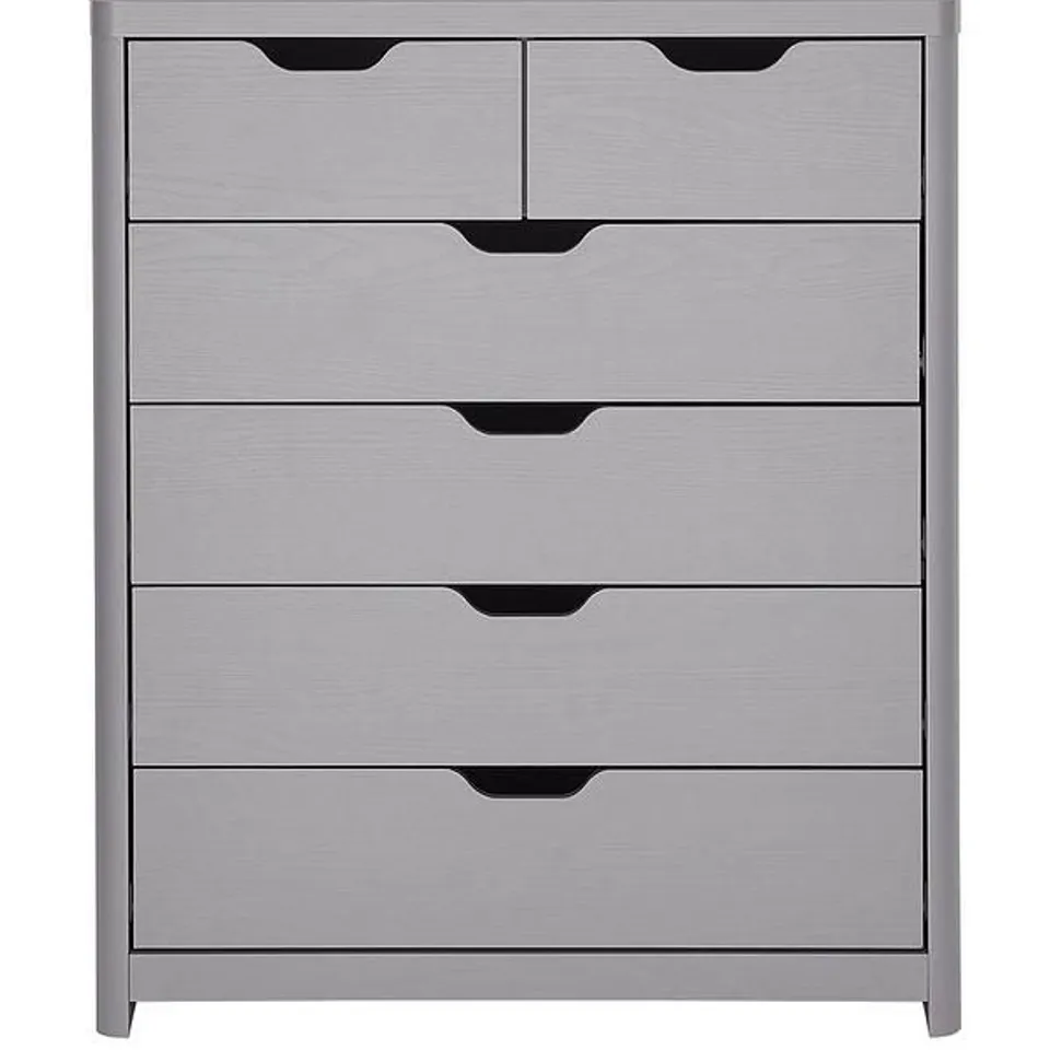DESIGNER BOXED ASPEN GREY OAK 4+2 DRAWER CHEST (1 BOX)