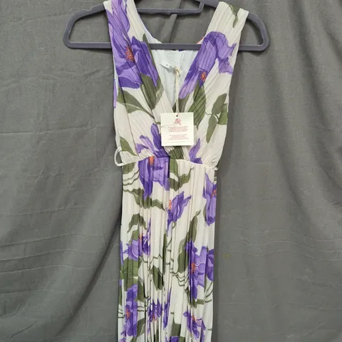 ROSA ROSSA ITALY FLORAL MAXI DRESS – WOMEN'S PLEATED DRESS - SIZE UNSPECIFID