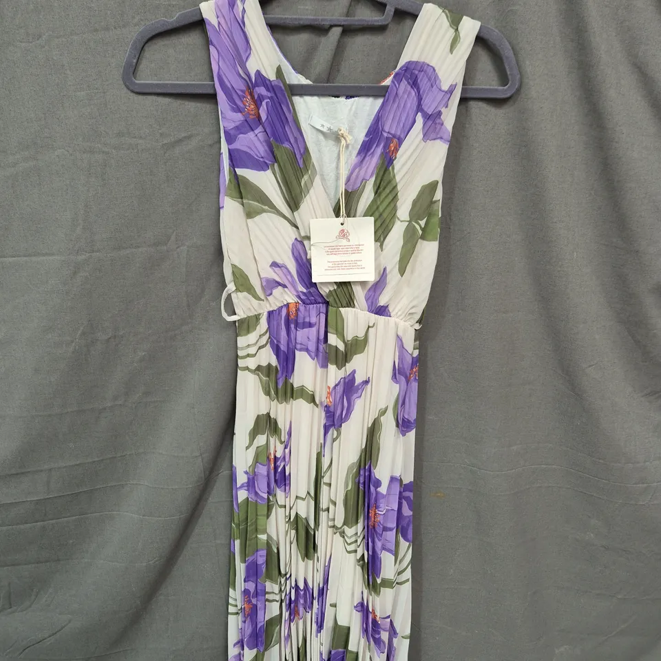 ROSA ROSSA ITALY FLORAL MAXI DRESS – WOMEN'S PLEATED DRESS - SIZE UNSPECIFID