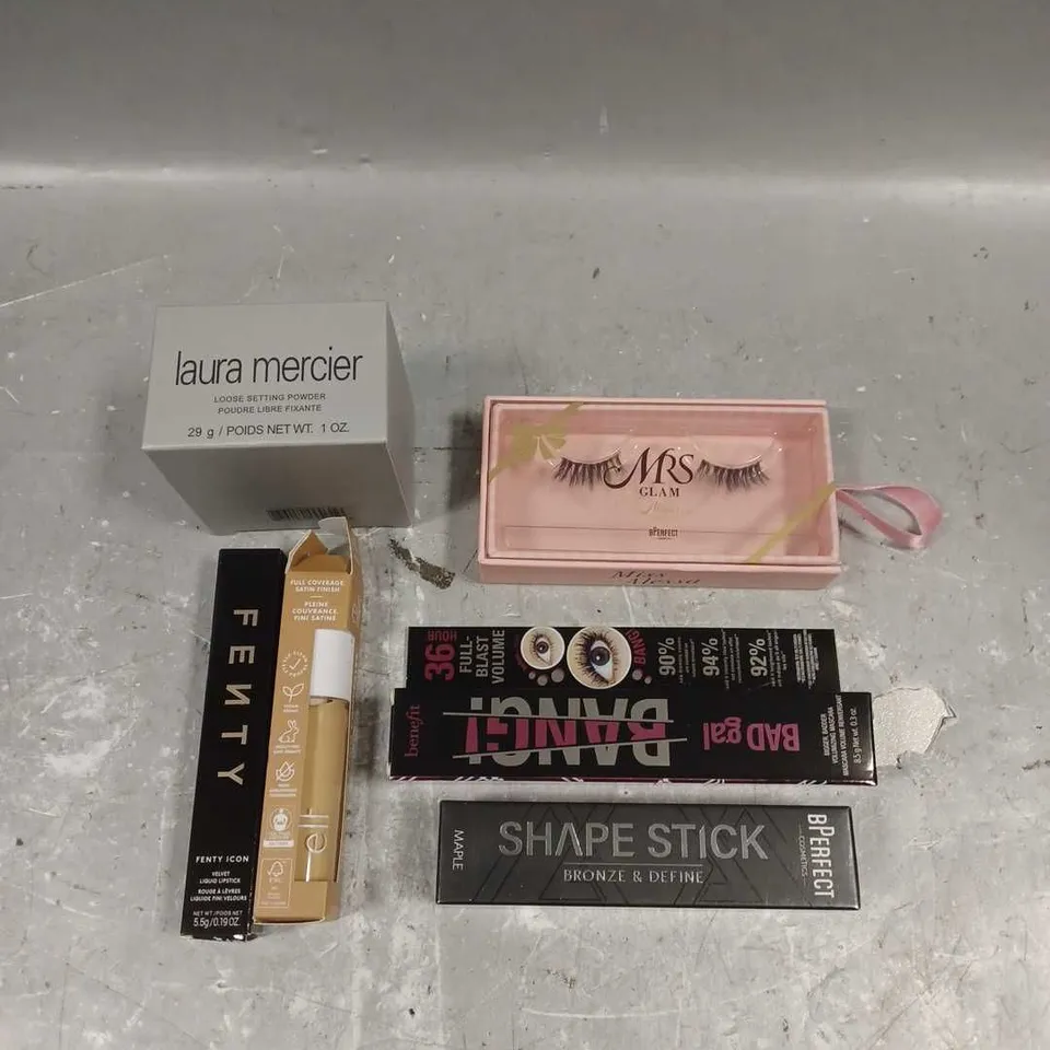 LOT OF 5 ASSORTED COSMETIC ITEMS TO INCLUDE - LAURA MERCIER LOOSE SETTING POWDER - BPERFECT SHAPE STICK IN MAPLE - ELF CAMO CONCEALER IN LIGHT BEIGE - ETC