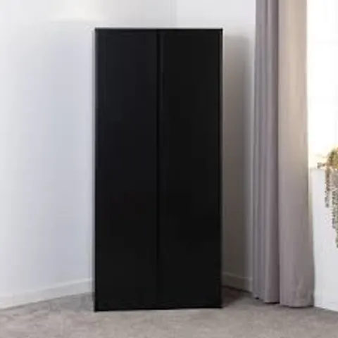 BOXED SECONIQUE MALVERN 2 DOOR WARDROBE - BLACK (2 BOXES)