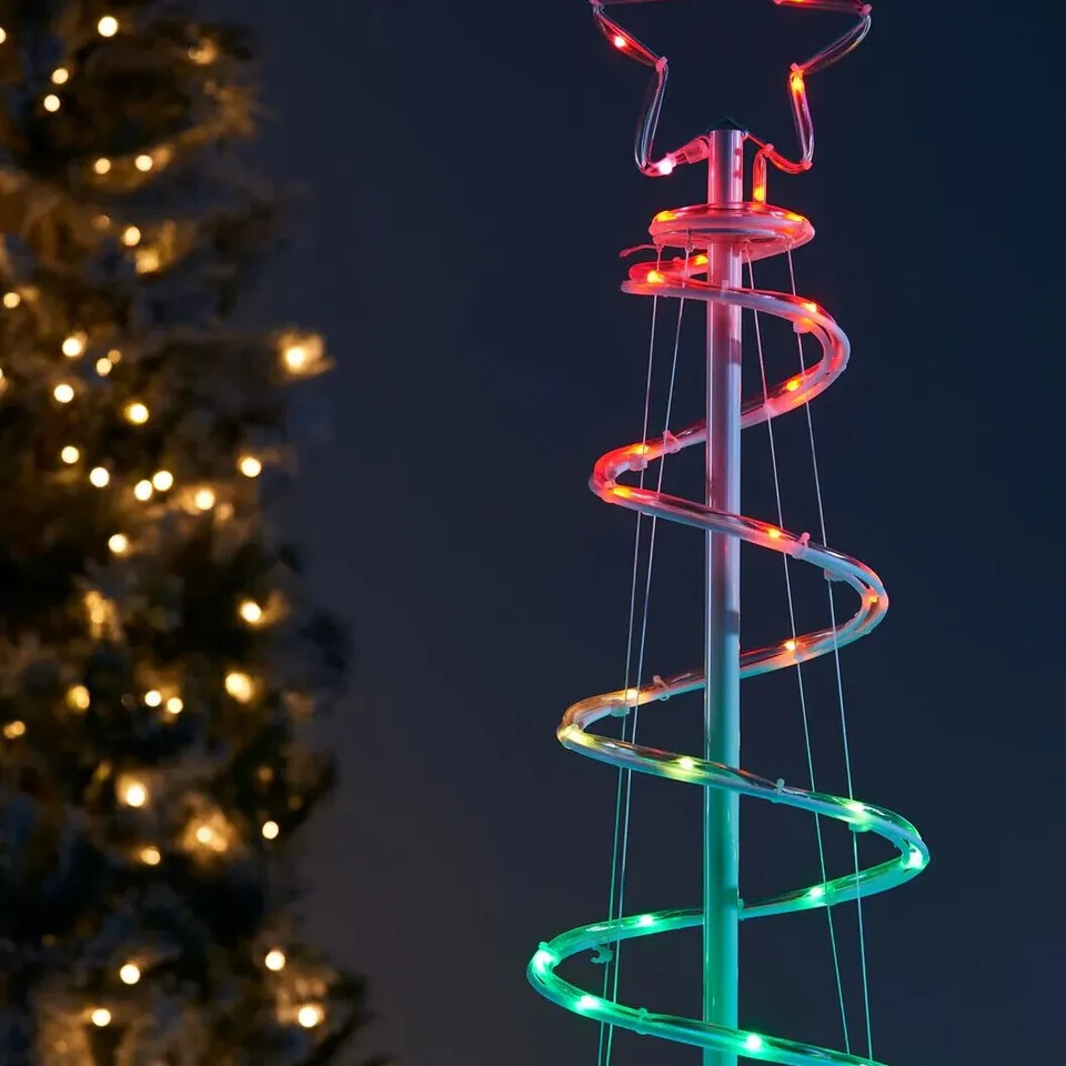 BOXED SANTA'S BEST INDOOR/OUTDOOR RAINBOW SPIRAL 4FT LIGHTUP TREE