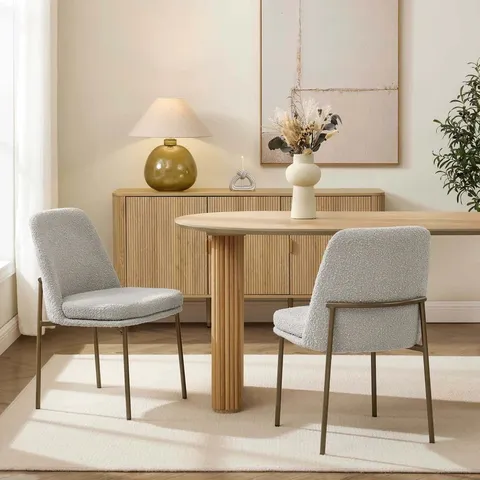 BOXED DUSK LILY SET OF 2 DINING CHAIRS - TAUPE BOUCLE (1 BOX)
