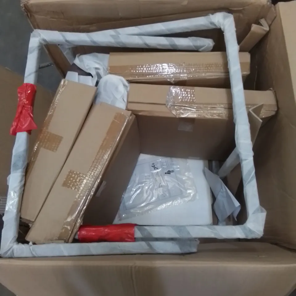 BOXED SUFFOLK CHAIRS IN BROWN PU FAUX LEATHER