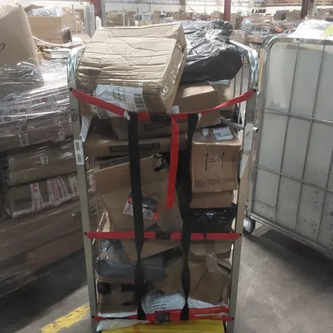CAGE CONTAINING A LARGE QUANTITY OF ASSORTED CONSUMER PRODUCTS/FURNITURE PARTS ECT - CAGE NOT INCLUDED 