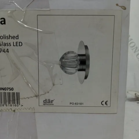 ZONDRA WALL LIGHT POLISHED CHROME & GLASS LED BATHROOM IP44