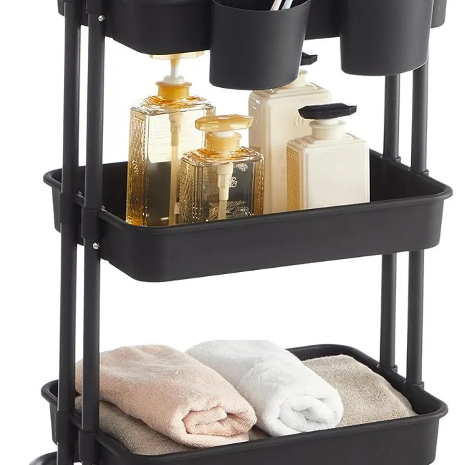 BOXED MOBLE SHELF TROLLEY - DARK BROWN