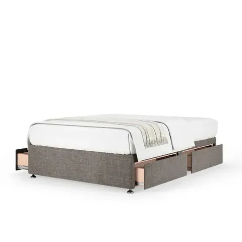 BAGGED BEDMASTER UNIVERSAL 4 DRAWER FABRIC DIVAN BASE - 4'6 DOUBLE, SLATE GREY (2 ITEMS)