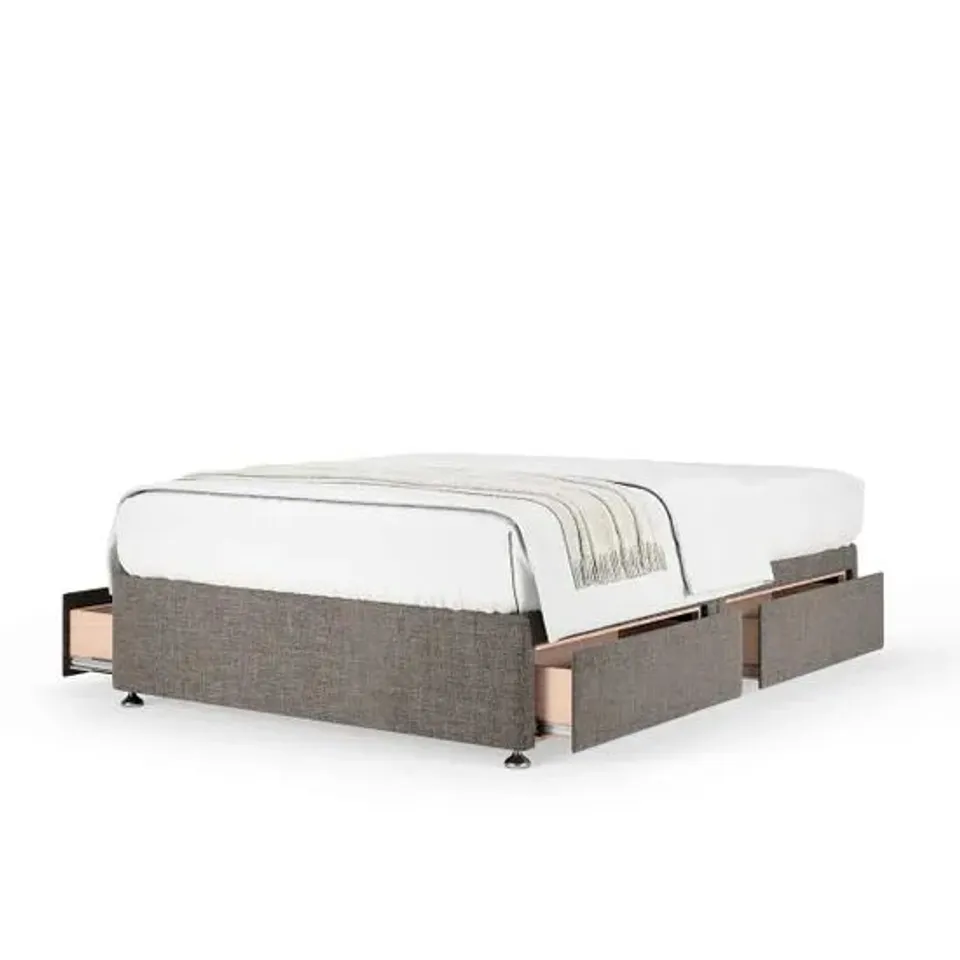 BAGGED BEDMASTER UNIVERSAL 4 DRAWER FABRIC DIVAN BASE - 4'6 DOUBLE, SLATE GREY (2 ITEMS)