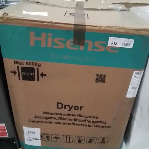 BOXED HISENSE HEAT PUMP TUMBLE DRYER DH1Q802BW2 -WHITE-