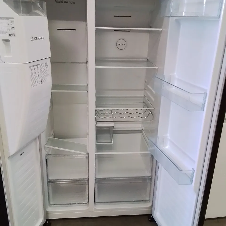 FRIDGEMASTER MS91500IEB 90CM WIDE SIDE BY SIDE, WATER AND ICE, AMERICAN FRIDGE FREEZER - BLACK