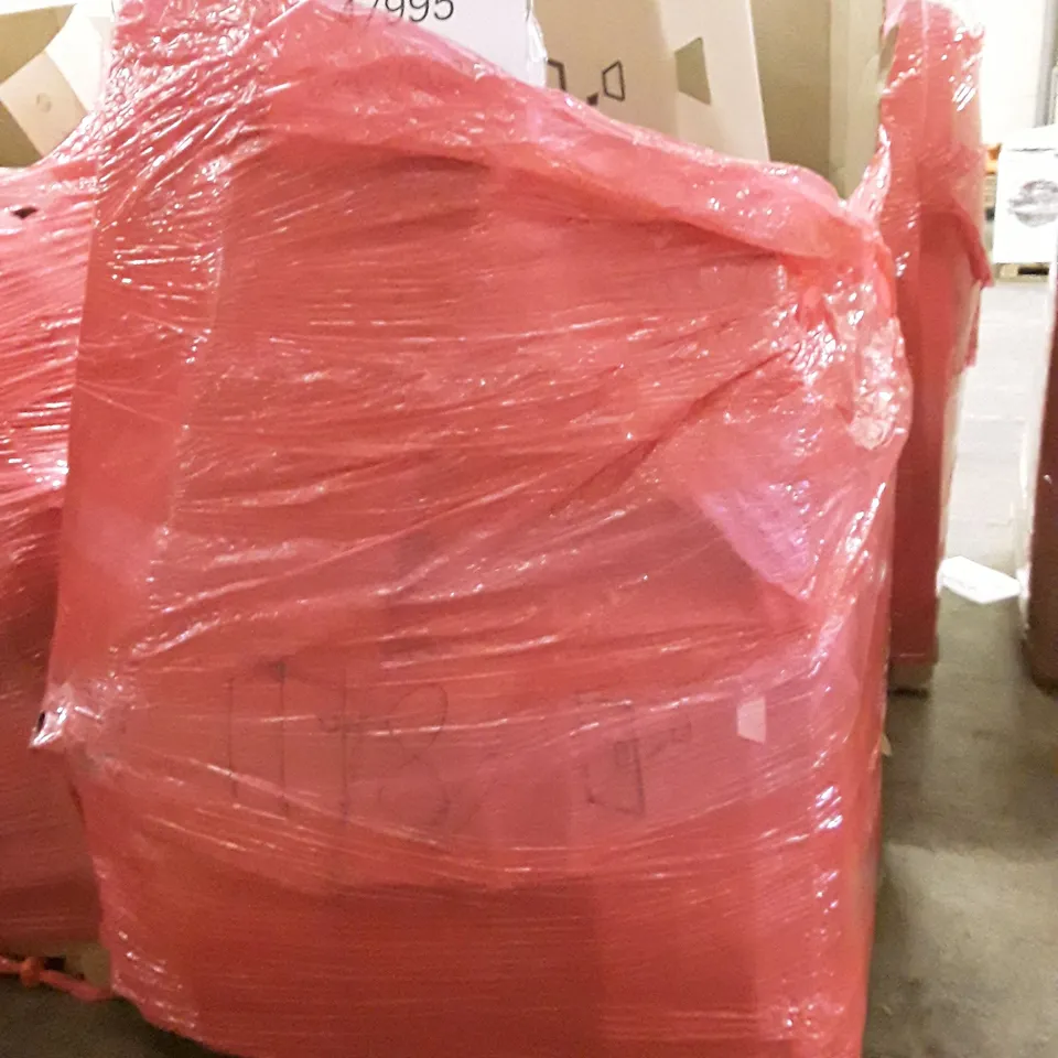 PALLET OF ASSORTED PRODUCTS INCLUDING PICNIC FOLDING TABLE, SHOE RACK, CEILING FAN WITH LIGHT, ARMCHAIR