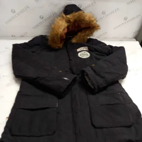BLACK FUR WINTER COAT SIZE S