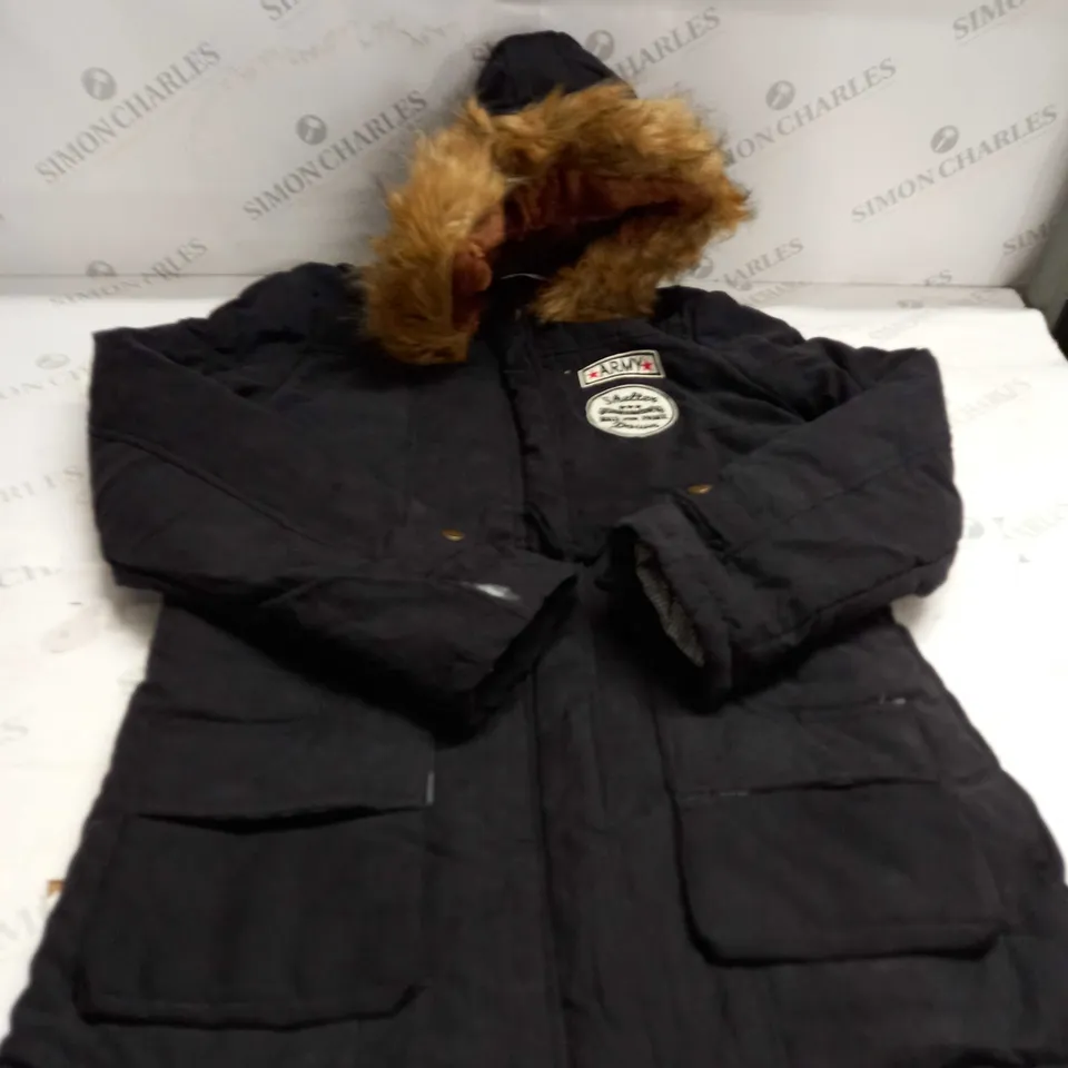 BLACK FUR WINTER COAT SIZE S