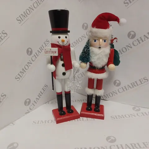 BOXED SET OF SNOWMAN AND SANTA NUTCRACKER DECORATIONS