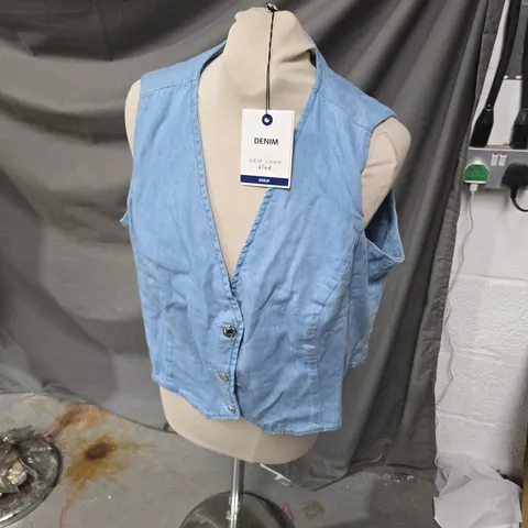 NEW LOOK KIND NETTLE CROPPED DENIM VEST – UK 16