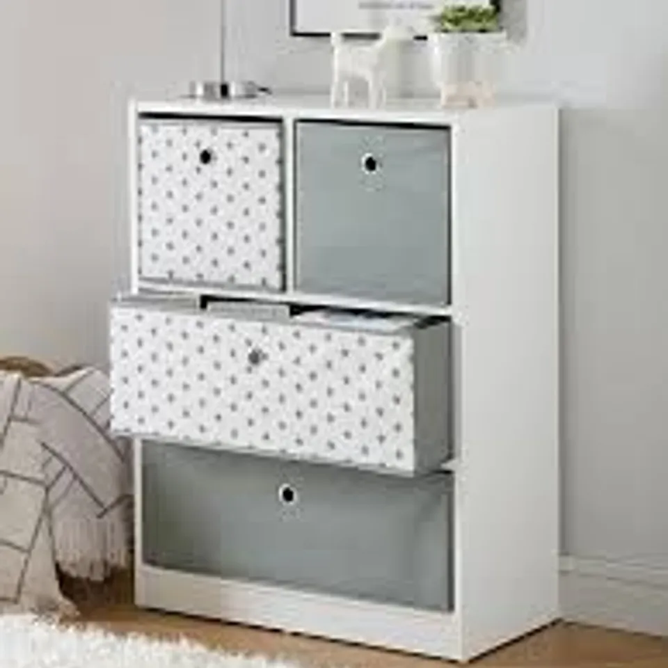 2 + 2 CUBE STORAGE UNIT WITH BOXES IN GREY/STARS - COLLECTION ONLY