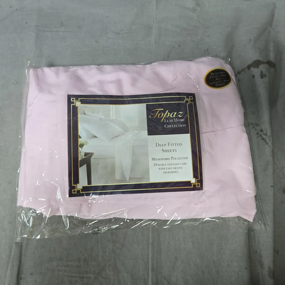 TOPAZ LUXE HOME COLLECTION DEEP FITTED SHEETS – PINK, BOX OF APPROXIMATELY 15