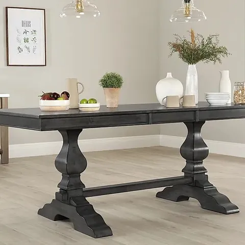 BOXED DESIGNER CAVENDISH GREY WOOD 160-230cm EXTENDING DINING TABLE (2 BOXES)