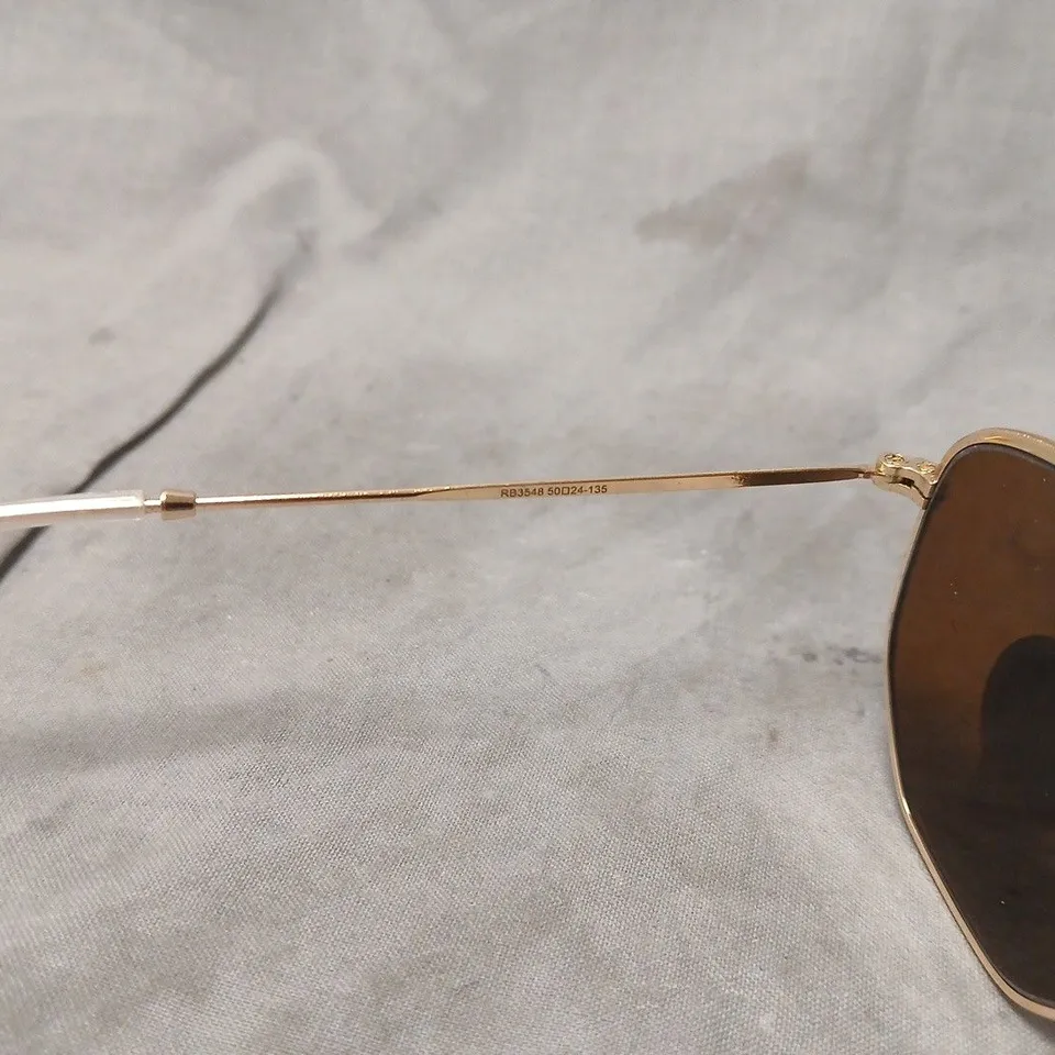 BOXED RAY-BAN RB3548 AVIATOR SUNGLASSES – GOLD FRAME, BROWN LENSES
