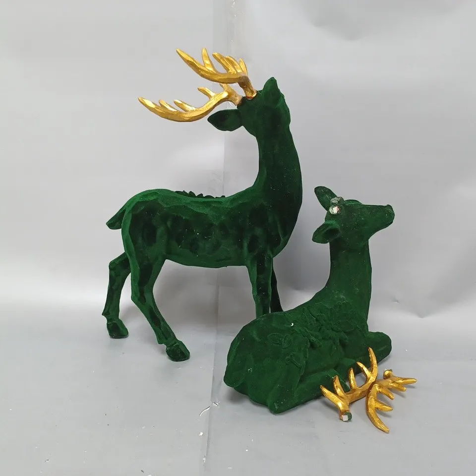 BOXED ALISON CORK SET OF 2 VELVET HENRY STAGS