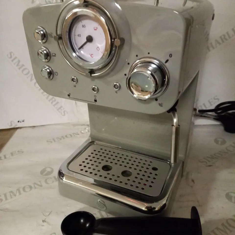 SWAN RETRO PUMP ESPRESSO COFFEE MACHINE - GREY
