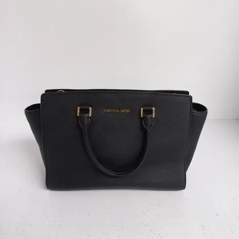 MICHAEL KORS BLACK LEATHER HANDBAG – WOMEN'S ACCESSORY, GOLD LOGO HARDWARE