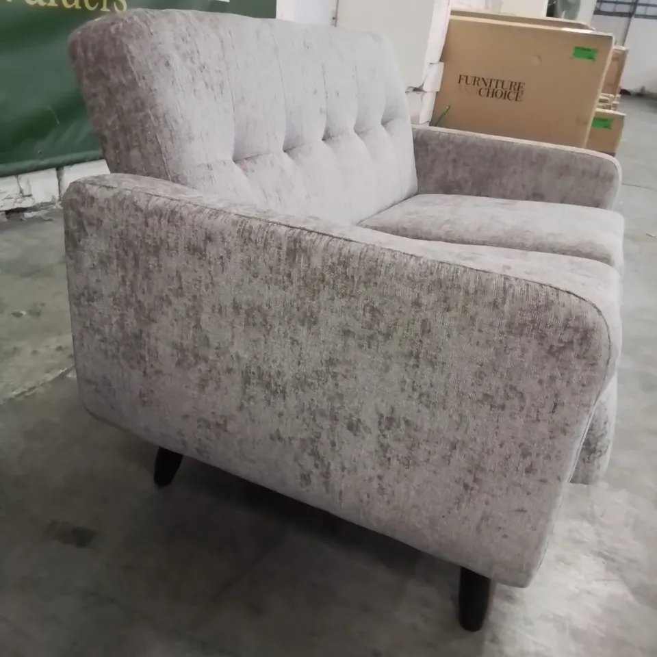 DESIGNER 2 SEATER FABRIC UPHOLSTERED SOFA IN GREY 