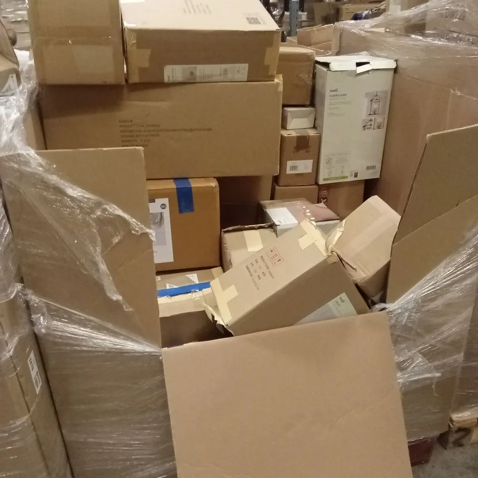 PALLET TO CONTAIN APPROXIMATELY 37 DESIGNER INDOOR LIGHTING PRODUCTS TO INCLUDE; WALL LIGHTS, LAMPS, CEILING LIGHTS ETC