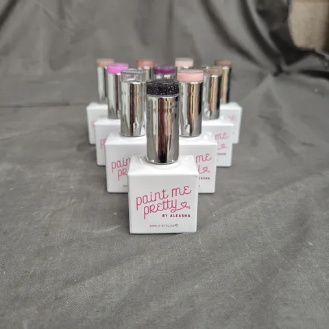 LOT OF 10 PAINT ME PRETTY BY ALEASHA GEL NAIL VARNISH - ASSORTED COLOURS - 20ML