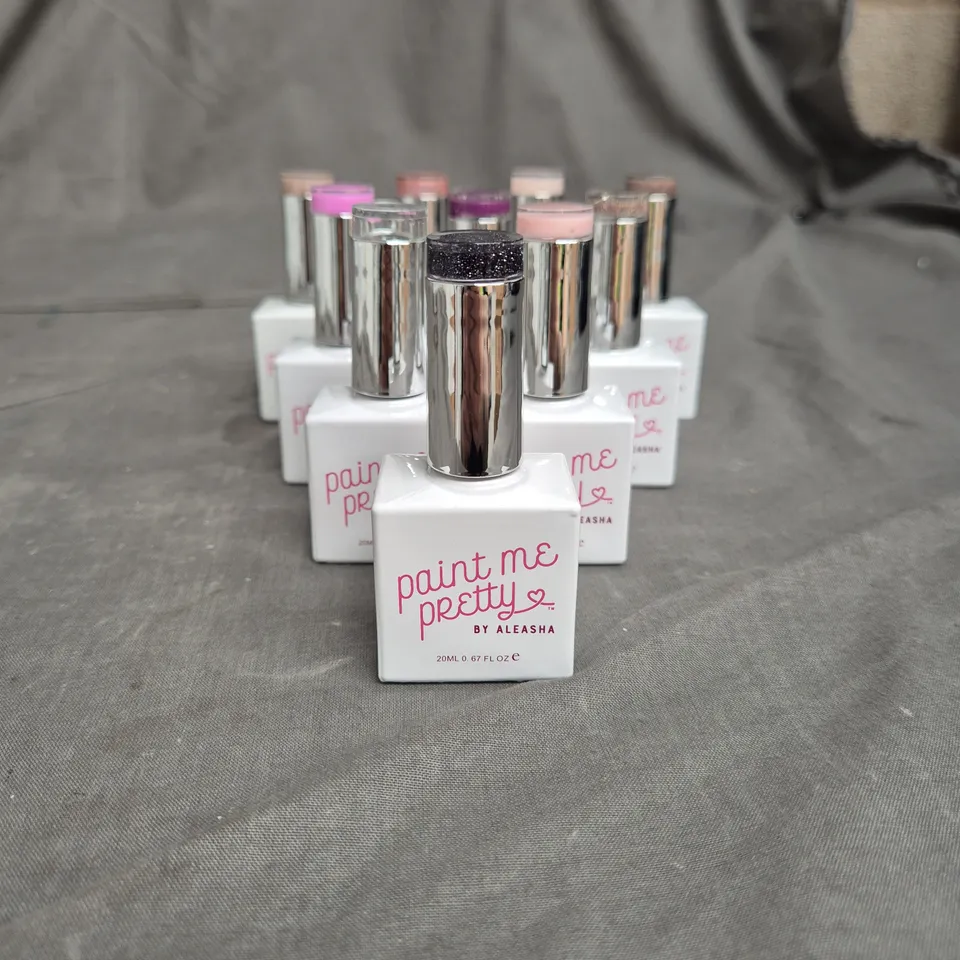 LOT OF 10 PAINT ME PRETTY BY ALEASHA GEL NAIL VARNISH - ASSORTED COLOURS - 20ML