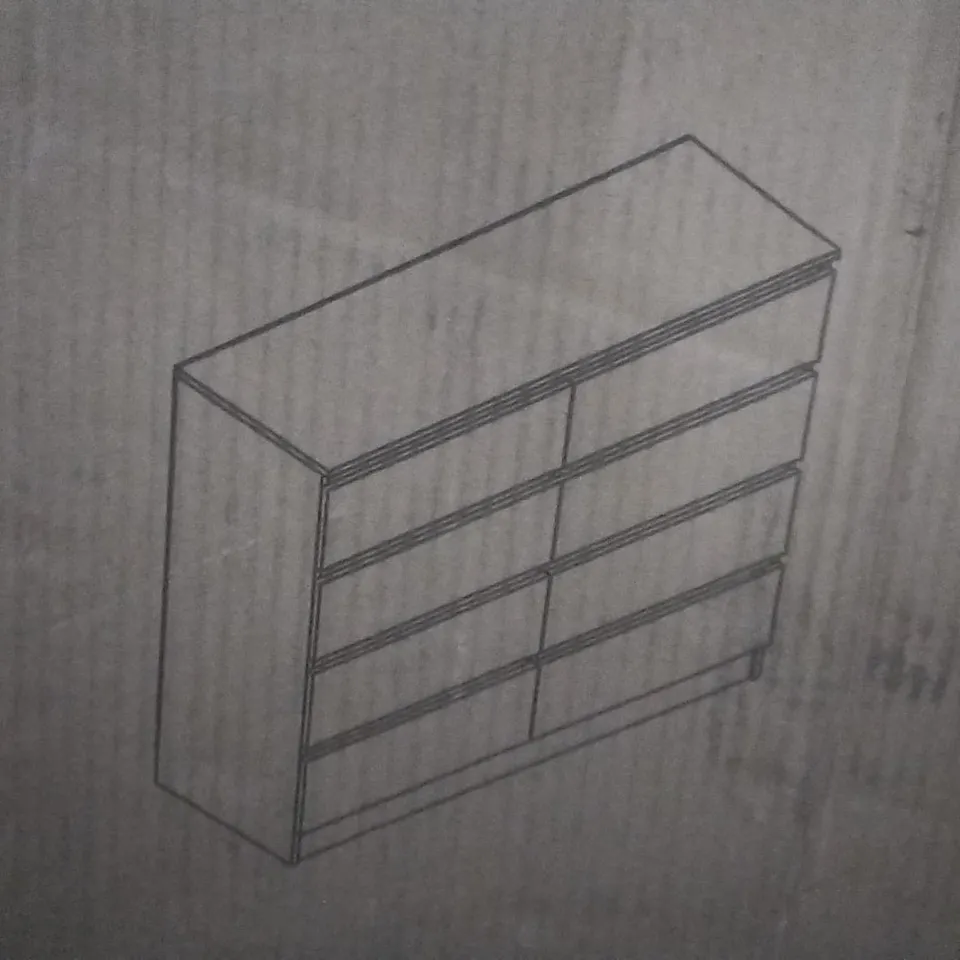 BOXED NARVIK 8 DRAWER 126CM - WHITE GLOSS (BOX 1 OF 2 ONLY)