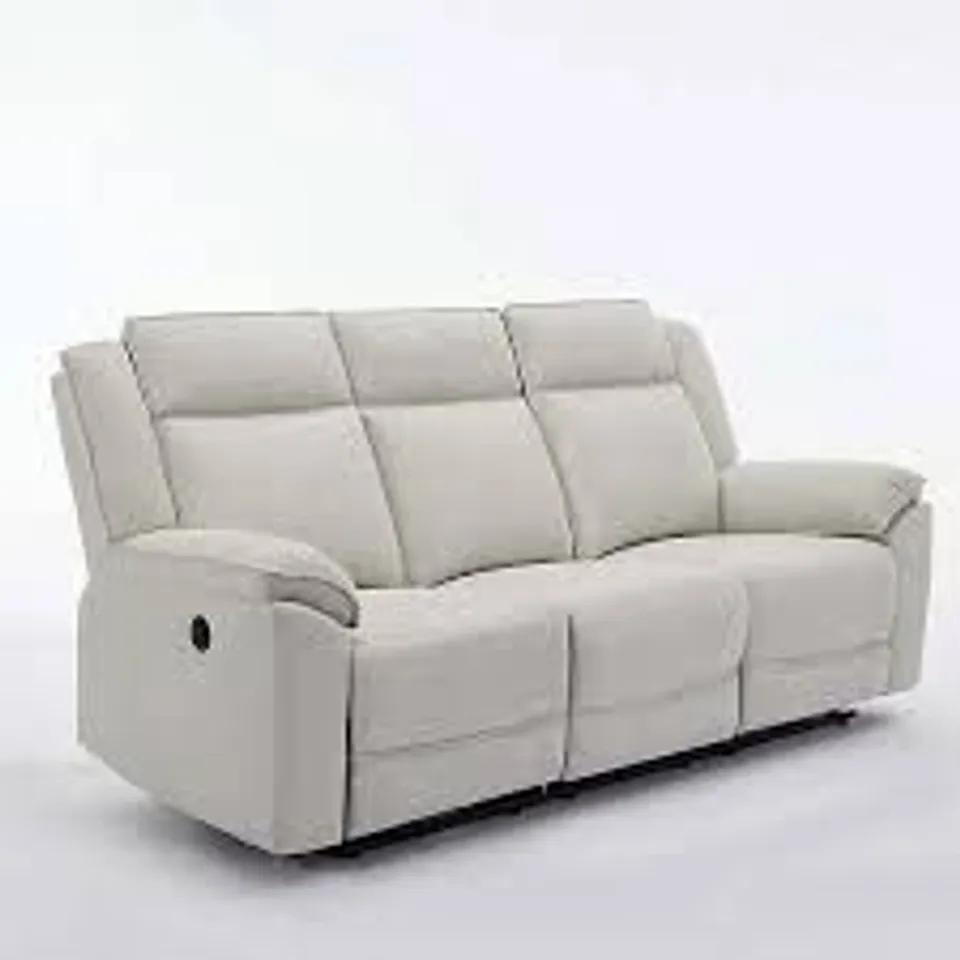 BOXED SKYE 3 SEATER ELECTRIC FABRIC RECLINER SOFA - BEIGE