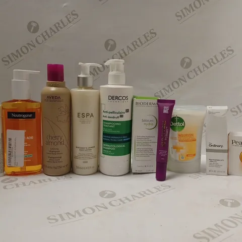 BOX OF APPROX 10 ASSORTED BEAUTY PRODUCTS TO INCLUDE ESPA BODY LOTION, PEARS SOAP BAR, GIVE ME EYE CREAM, ETC