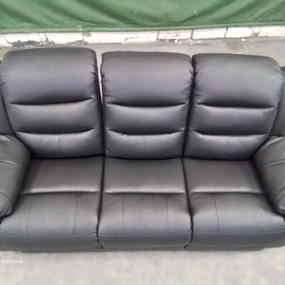 QUALITY DESIGNER ROTHBURY 3 SEATER MANUAL RECLINING BLACK SOFA